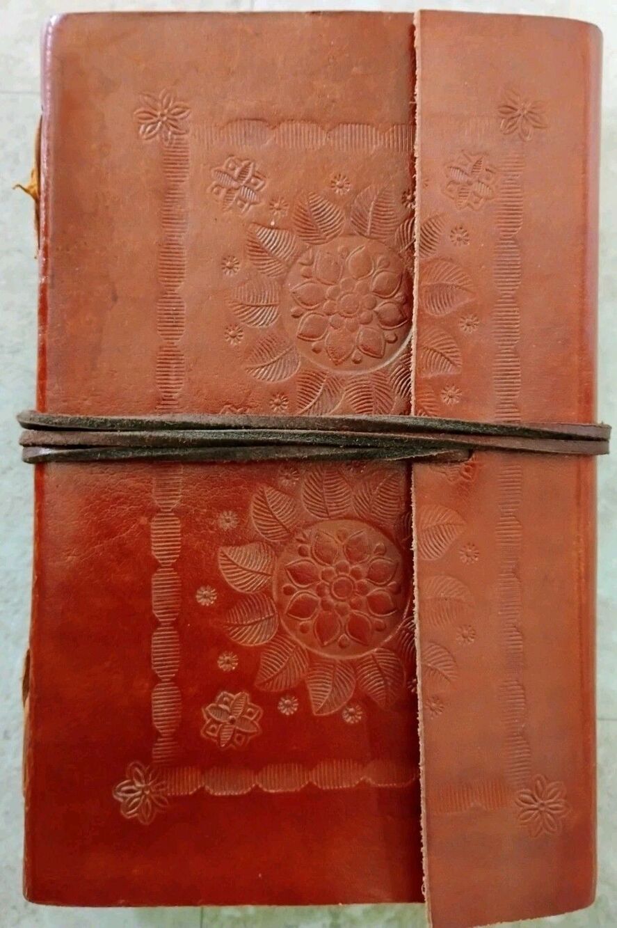 Aixa Leather Journal Luscious Paper Hoboken NJ Embossed Floral Botanical Diary